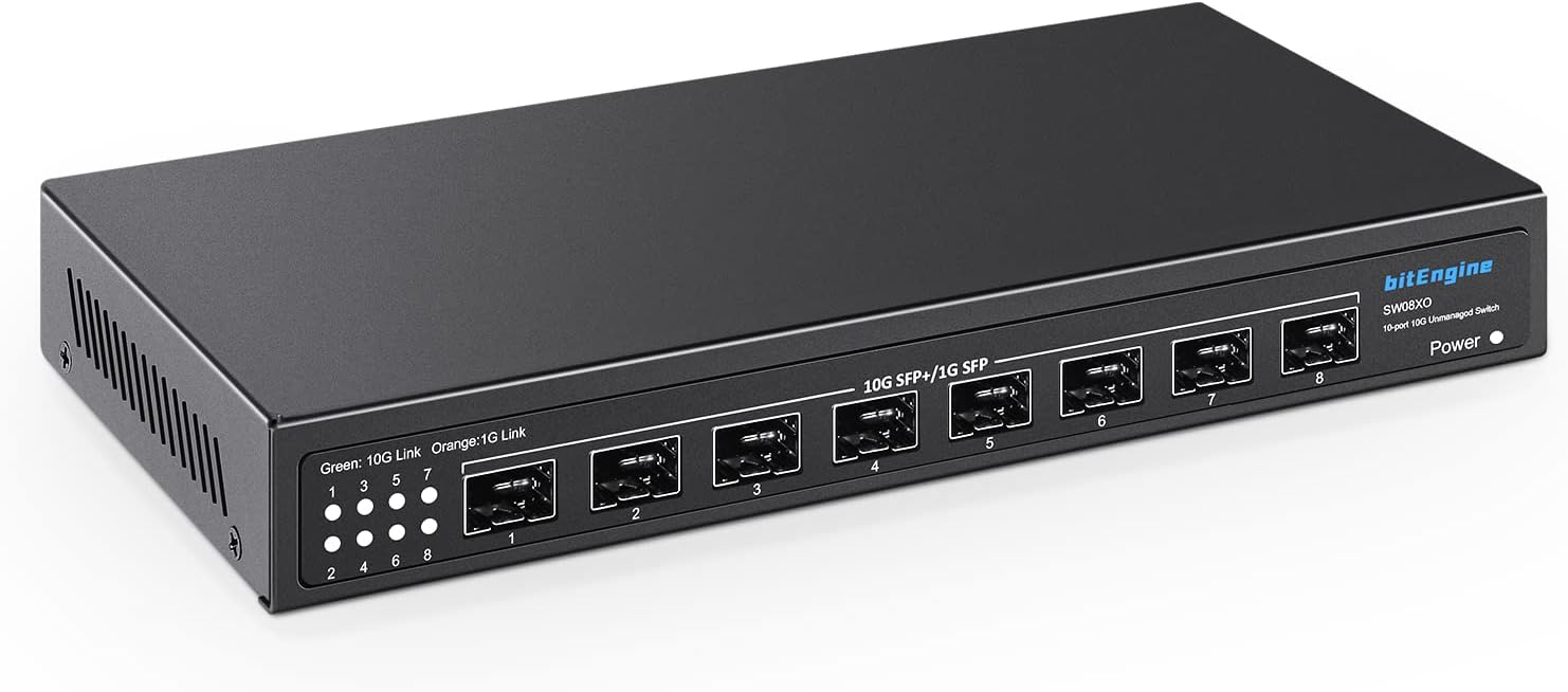 8 Port Unmanaged Ethernet Network Switch Ethernet Splitter Plug and Play in  Gray
