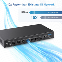 8X 10Gbps SFP+ unmanaged Ethernet Switch, Supports Fiber and Copper 10G/1G SFP+/SFP Module