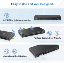 8X 10Gbps SFP+ unmanaged Ethernet Switch, Supports Fiber and Copper 10G/1G SFP+/SFP Module