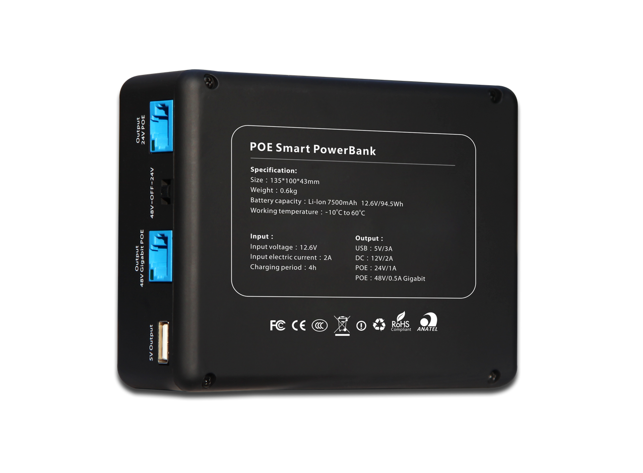 MimoTik POE Battery Power Pack PowerBank 802.3af/at 4-in-1 POE 94.5Wh ...