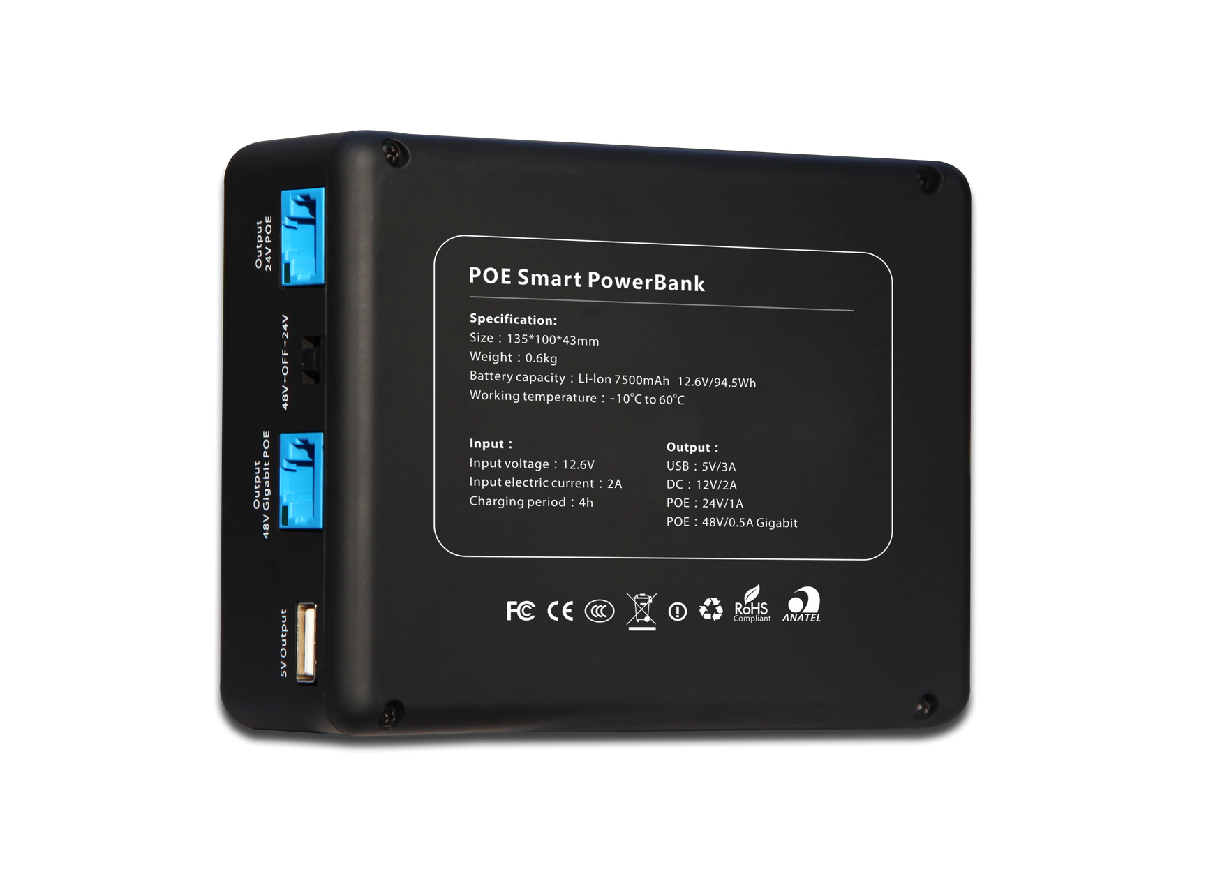 MimoTik POE Battery Power Pack PowerBank 802.3af/at 4-in-1 POE 94.5Wh ...